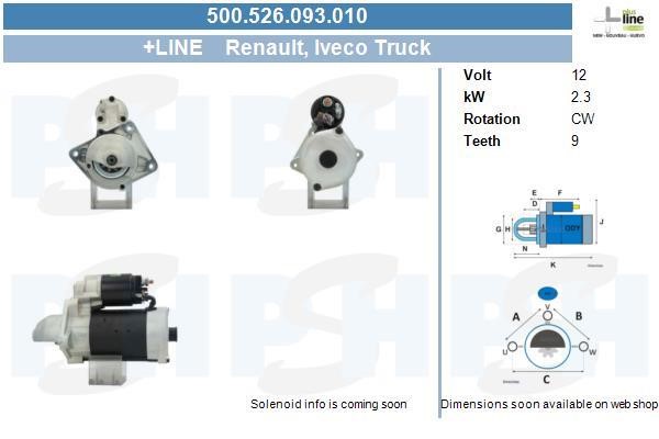 Starter motor Iveco Massif: 500526093010 BV PSH Starter