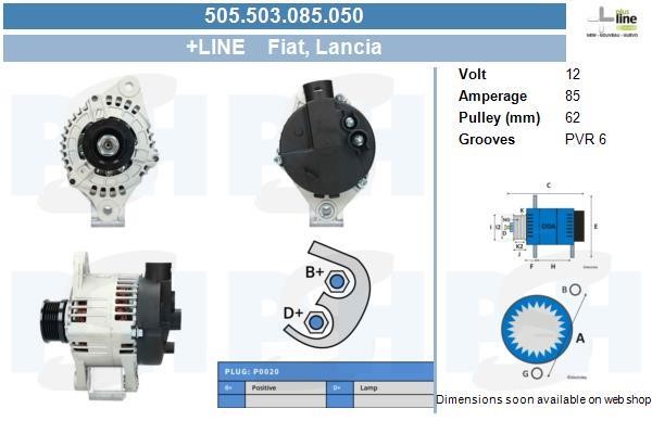 Engine alternator Fiat Marea: 505503085050 BV PSH Alternator