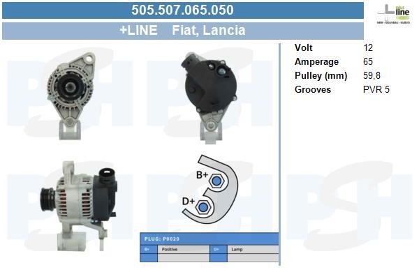 Alternator Fiat Marea: 505507065050 BV PSH Alternator