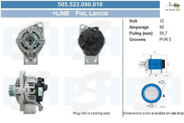 Alternator Fiat Marea Weekend: 505522090010 BV PSH Alternator