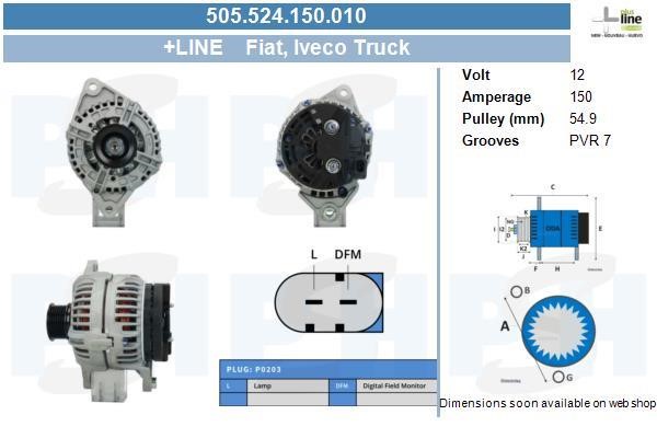 Alternator Fiat Ducato: 505524150010 BV PSH Alternator