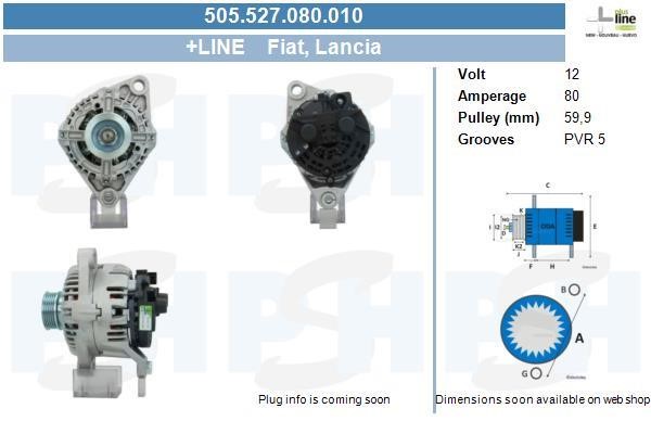 Engine alternator Fiat Marea: 505527080010 BV PSH Alternator