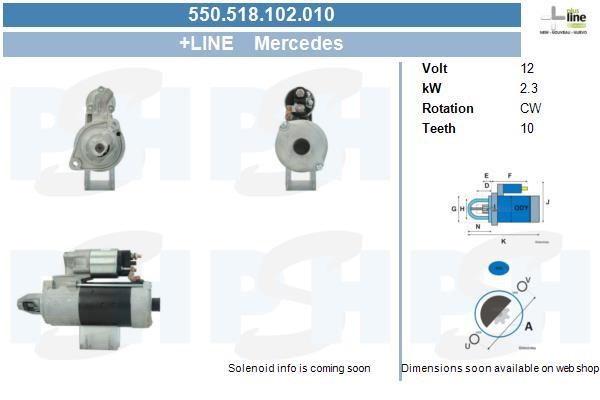 Engine starter motor Mercedes G-Class: 550518102010 BV PSH Starter