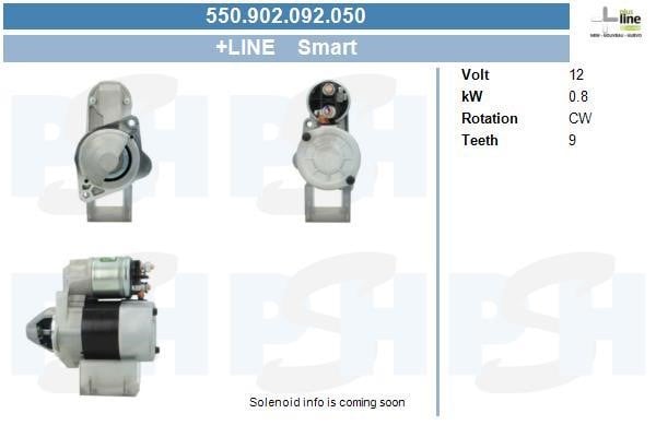 Engine starter motor Smart Cabrio: 550902092050 BV PSH Starter