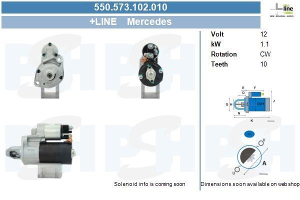 Engine starter motor Mercedes GLK-Class: 550573102010 BV PSH Starter