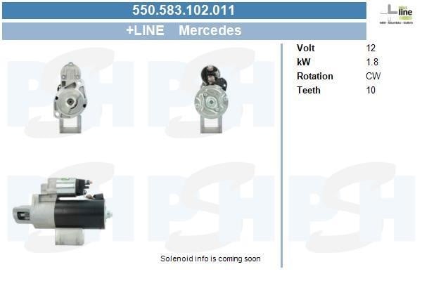 Engine starter Mercedes Sprinter: 550583102011 BV PSH Starter