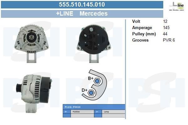 Alternator Mercedes SL: 555510145010 BV PSH Alternator
