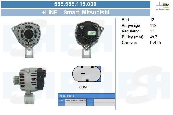 Engine alternator Smart: 555565115000 BV PSH Alternator