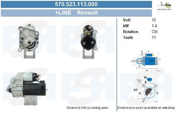 Engine starter motor Opel Arena: 570523113000 BV PSH Starter