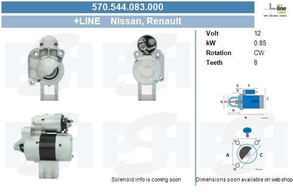 Engine starter motor Dacia Duster: 570544083000 BV PSH Starter