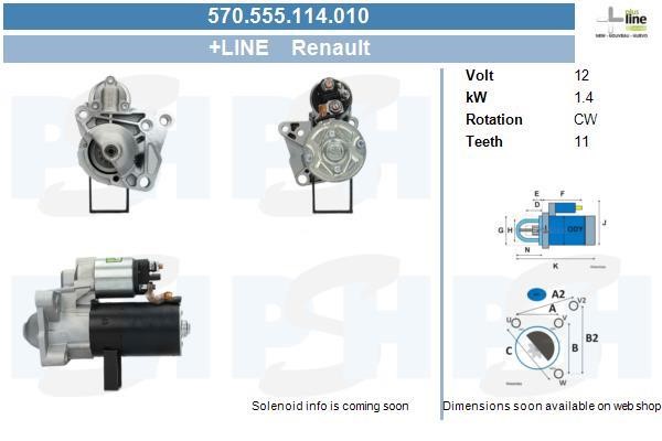 Starter motor Renault Megane: 570555114010 BV PSH Starter