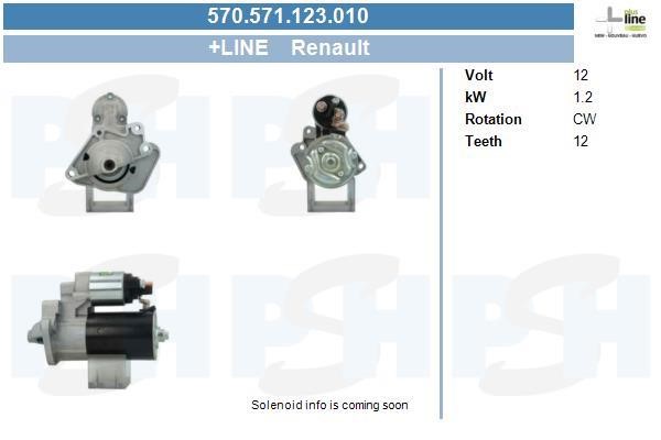 Engine starter motor Nissan Tiida: 570571123010 BV PSH Starter