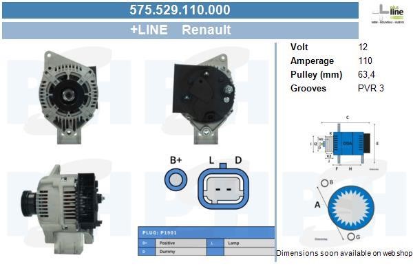 Engine alternator Renault Logan Express: 575529110000 BV PSH Alternator