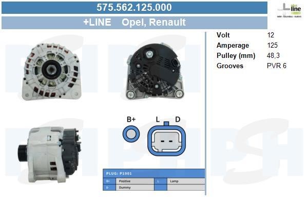 Alternator Renault Trafic: 575562125000 BV PSH Alternator