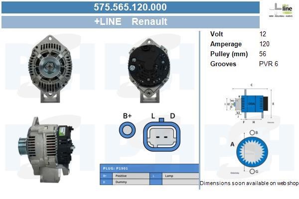 Alternator Dacia Solenza: 575565120000 BV PSH Alternator