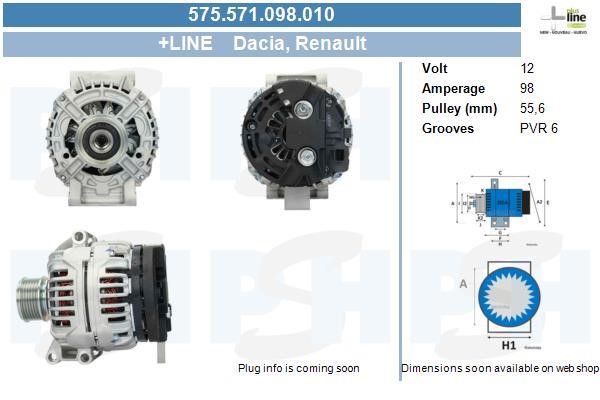 Alternator Renault Logan Express: 575571098010 BV PSH Alternator