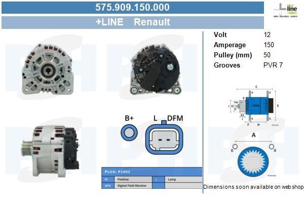 Alternator Renault Duster: 575909150000 BV PSH Alternator