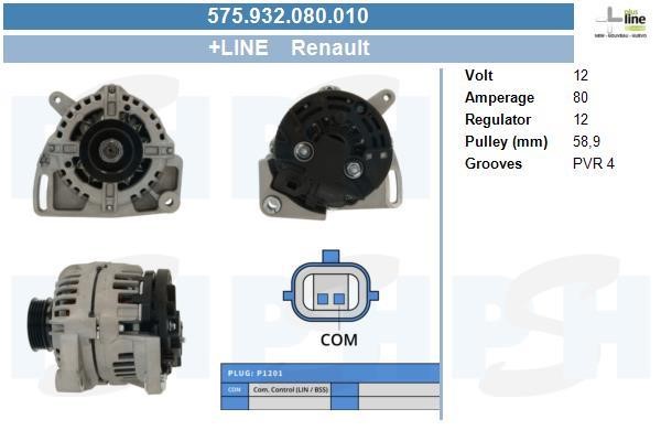 Alternator Renault Twingo: 575932080010 BV PSH Alternator
