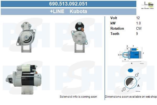 Engine starter motor Suzuki SX4: 690513092051 BV PSH Starter