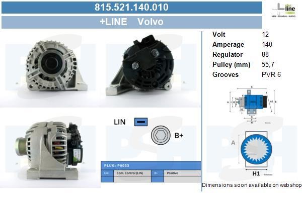 Alternator Volvo XC90: 815521140010 BV PSH Alternator