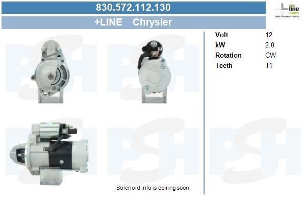 Engine starter motor Chrysler PT Cruiser: 830572112130 BV PSH Starter