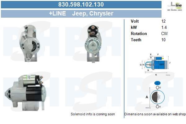 Starter motor Jeep Commander: 830598102130 BV PSH Starter