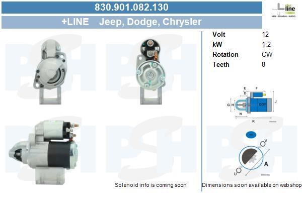 Engine starter Dodge Journey: 830901082130 BV PSH Starter