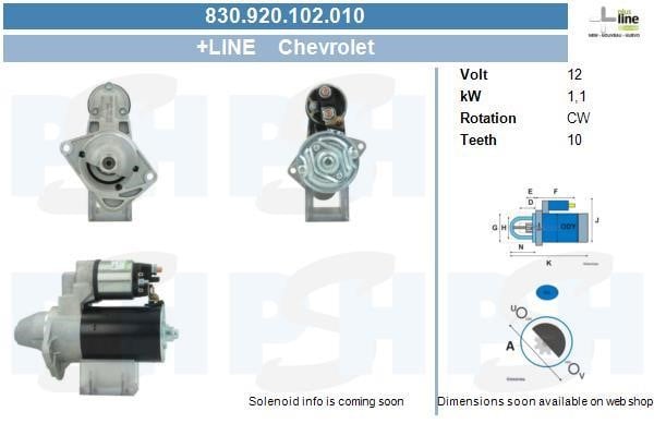 Starter motor Chevrolet Tracker: 830920102010 BV PSH Starter