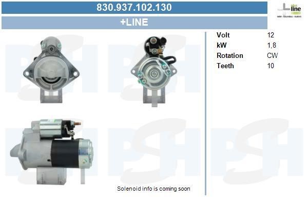 Engine starter motor Fiat: 830937102130 BV PSH Starter