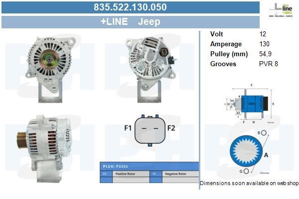 Alternator Chrysler: 835522130050 BV PSH Alternator