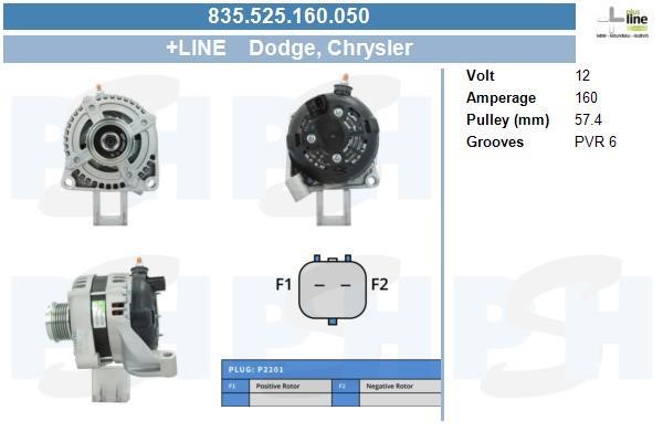 Engine alternator Chrysler: 835525160050 BV PSH Alternator