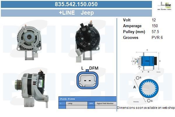 Engine alternator Jeep: 835542150050 BV PSH Alternator
