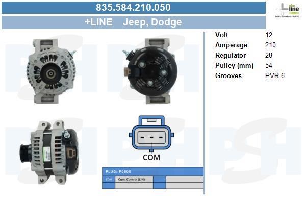 Alternator Dodge: 835584210050 BV PSH Alternator