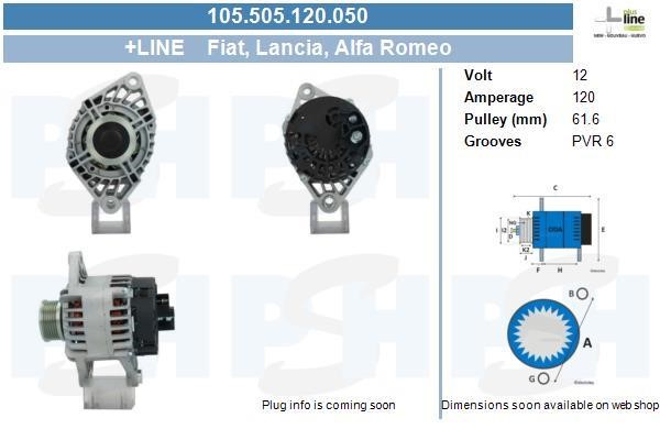 Engine alternator Fiat Multipla: 105505120050 BV PSH Alternator