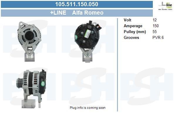 Alternator Alfa Romeo 159: 105511150050 BV PSH Alternator