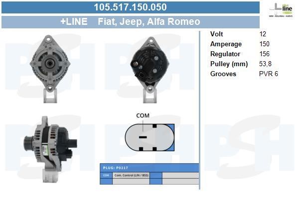 Alternator Alfa Romeo Giulia: 105517150050 BV PSH Alternator