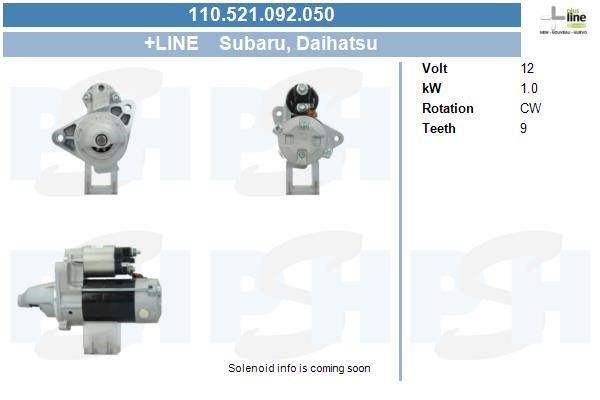 Starter motor Subaru Justy: 110521092050 BV PSH Starter
