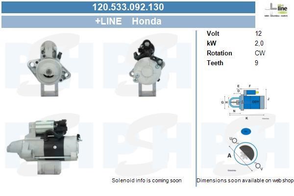 Engine starter Honda CRV: 120533092130 BV PSH Starter