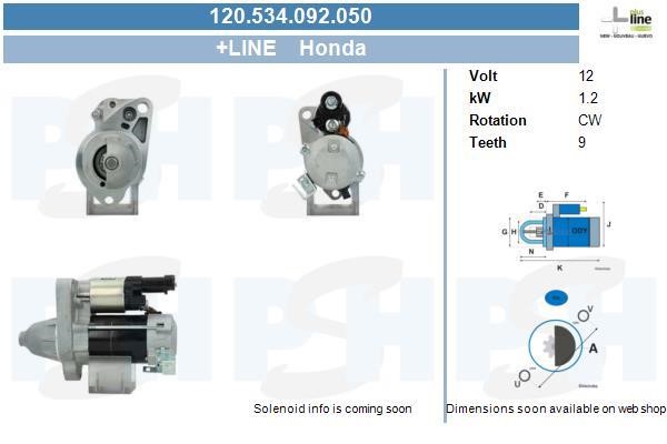 Starter motor Honda FRV: 120534092050 BV PSH Starter