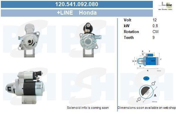 Starter motor Honda Logo: 120541092080 BV PSH Starter