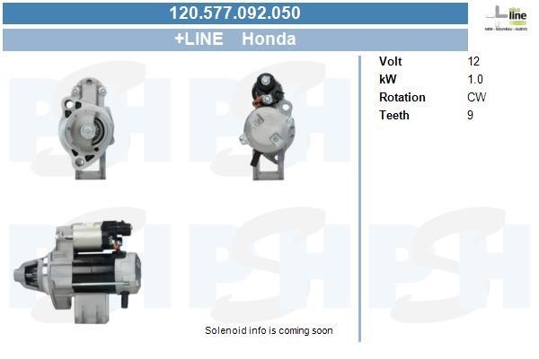 Engine starter motor Honda: 120577092050 BV PSH Starter