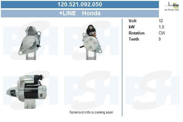 Engine starter Honda Civic: 120521092050 BV PSH Starter