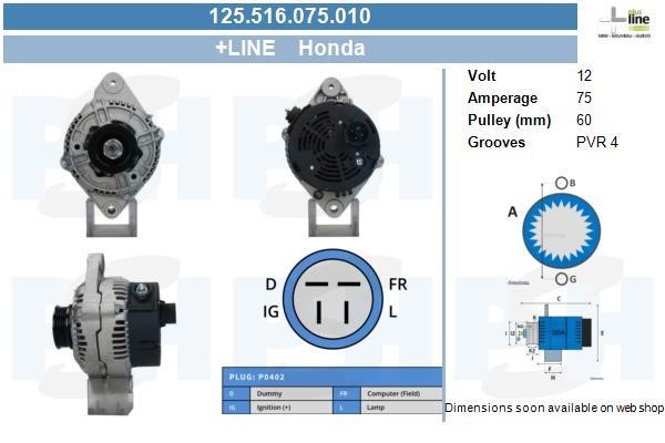 125516075010 BV PSH Alternator