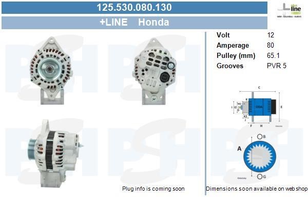 Alternator Honda Jazz: 125530080130 BV PSH Alternator