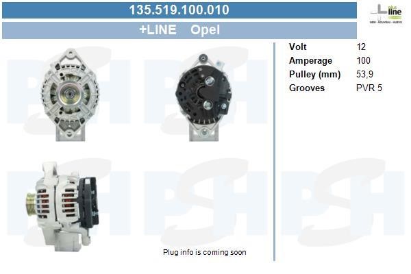 Engine alternator Opel Astra H Classic: 135519100010 BV PSH Alternator