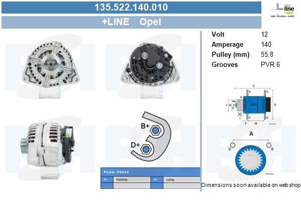 BV PSH 135.522.140.010 Alternator 135522140010 135522140010 BV PSH Alternator