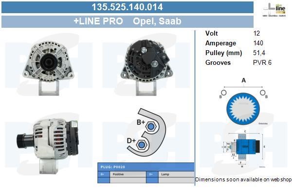 Alternator Saab 9-3: 135525140014 BV PSH Alternator