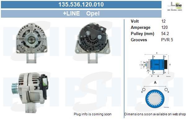 Alternator Fiat Croma: 135536120010 BV PSH Alternator