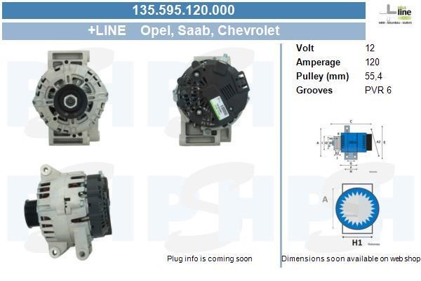 Alternator Chevrolet: 135595120000 BV PSH Alternator