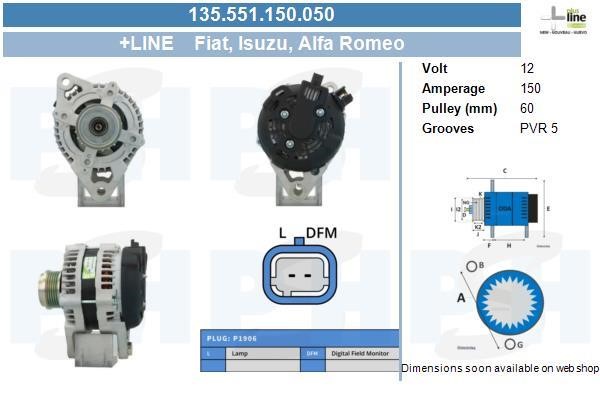 Alternator Alfa Romeo: 135551150050 BV PSH Alternator